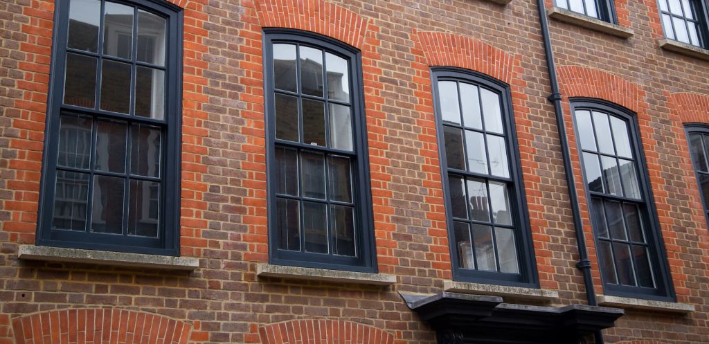 Black vertical sliding windows