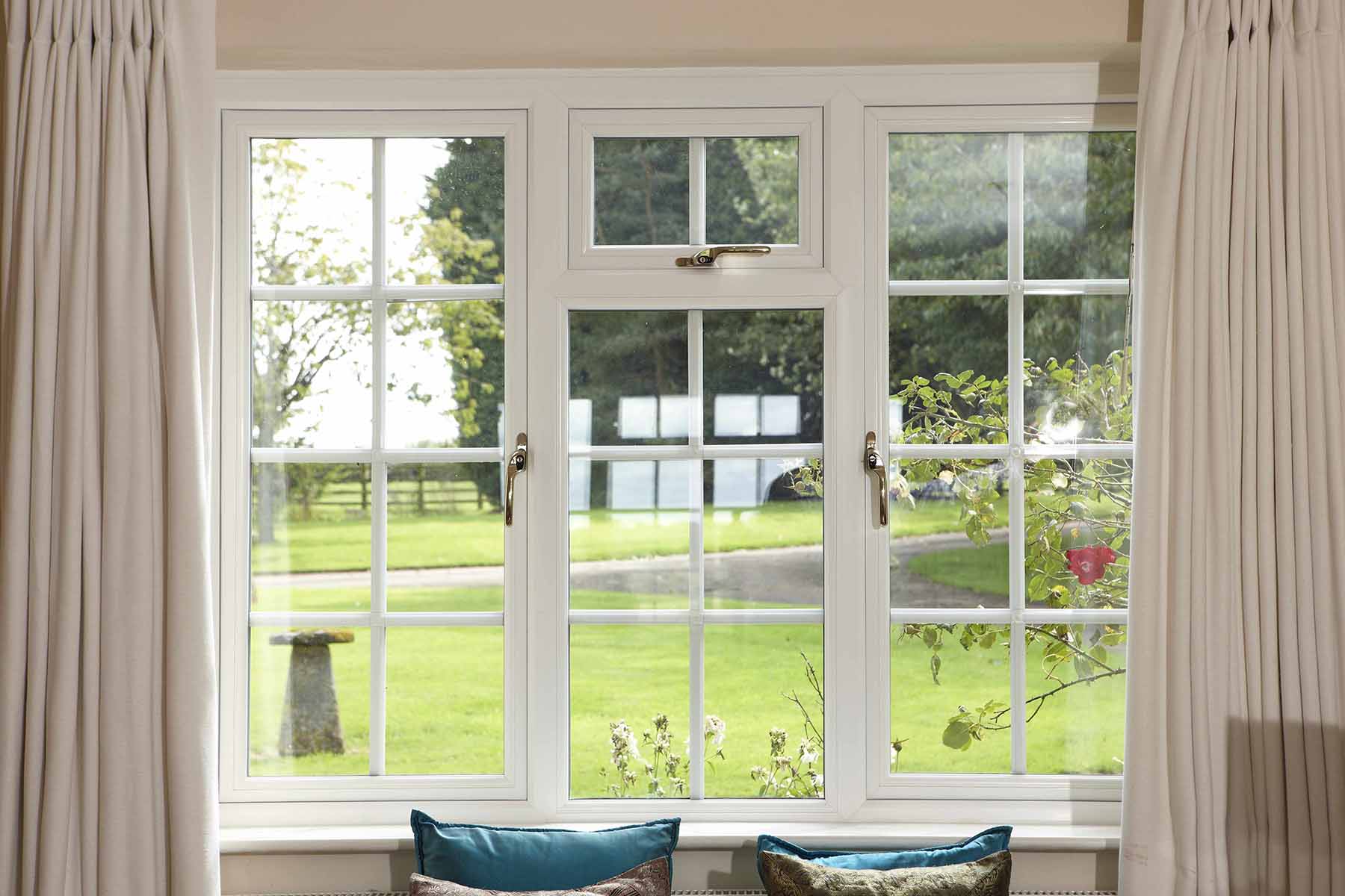 White uPVC casement window interior view